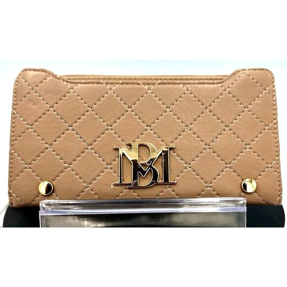 Badgley Mischka Quilted Long Wallet - Taupe - Picture 1 of 7